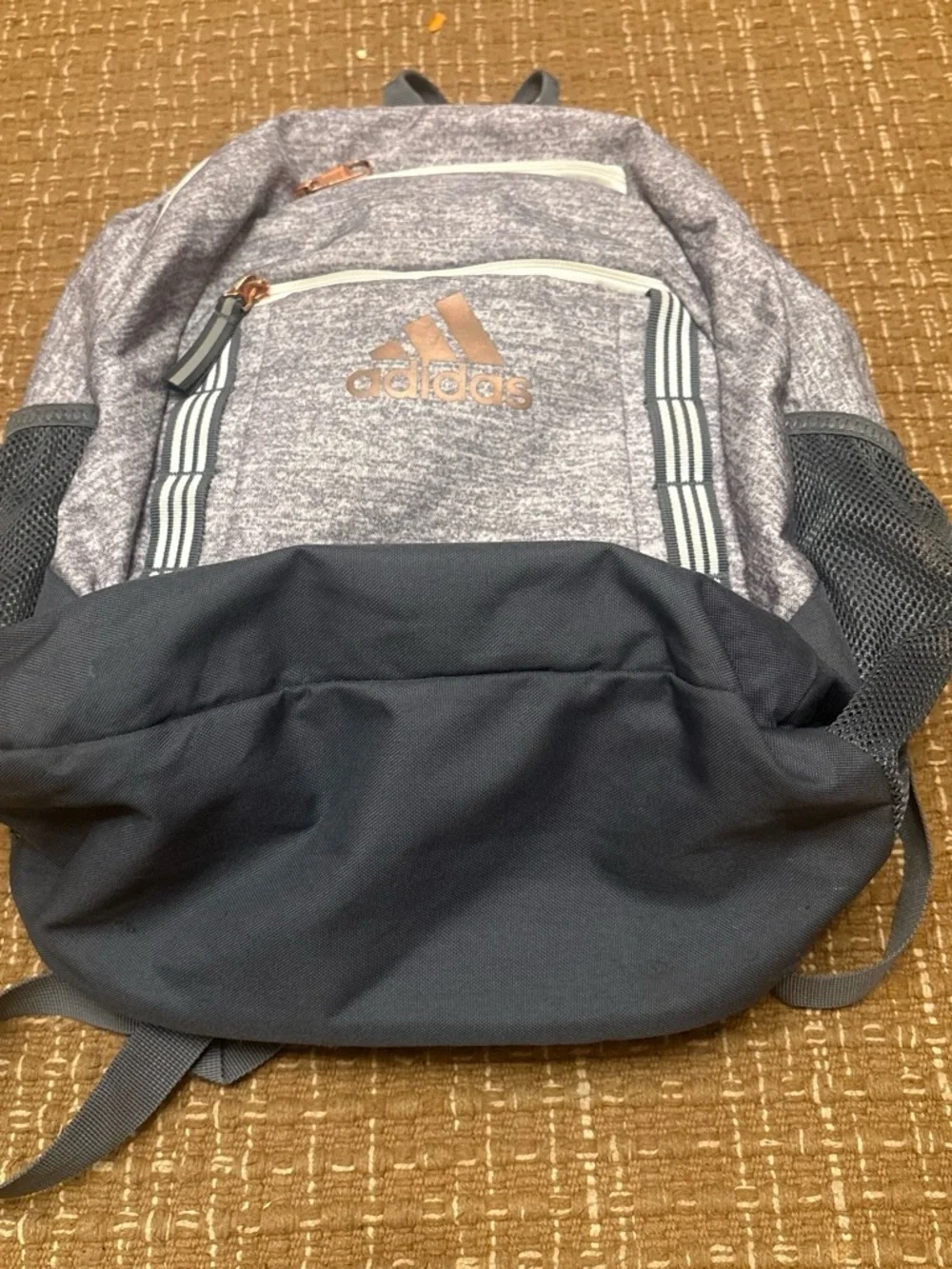 adidas Heather Gray and Rose Gold Accent Backpack - Picture 4 of 8